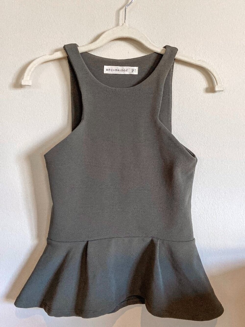 Bec + Bridge Racer Neck Peplum Top Green Size 2 (US)